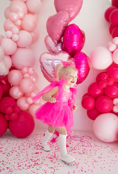 Theodora Fuchsia Pink Sequin Baby Girl Tulle Party Romper