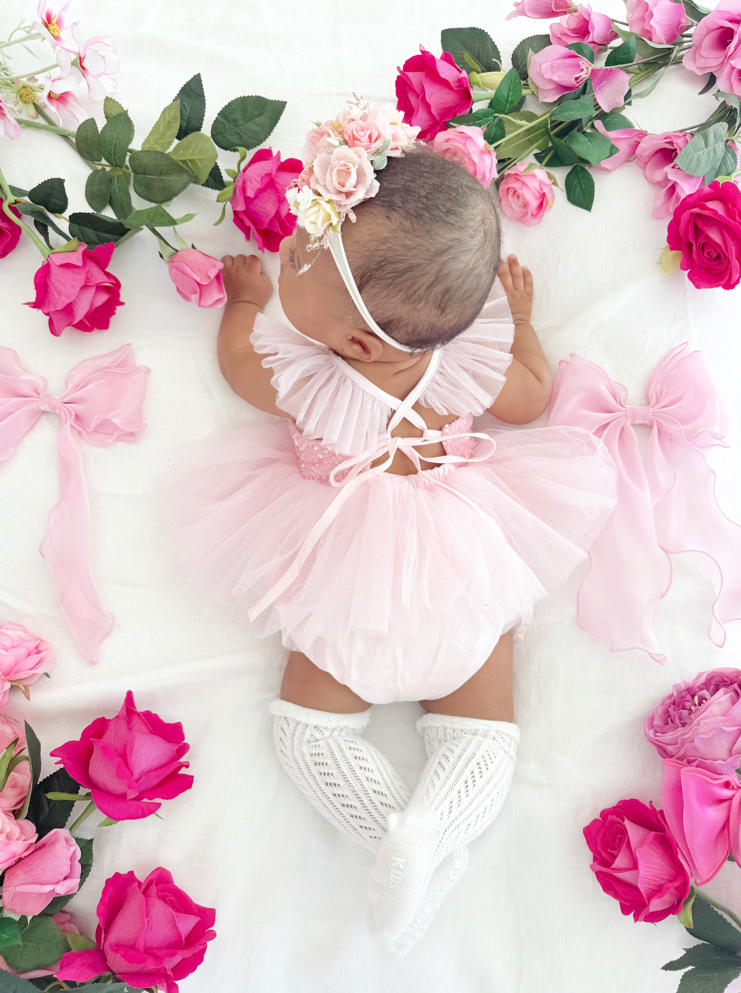 Polly Candy Pink Sequin Baby Girl Tulle Party Romper