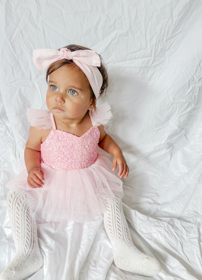 Polly Candy Pink Sequin Baby Girl Tulle Party Romper