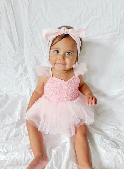 Polly Candy Pink Sequin Baby Girl Tulle Party Romper