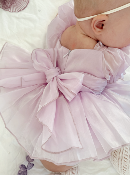 Ariel Purple Pearl Organza Sequin Baby Girl Party Romper