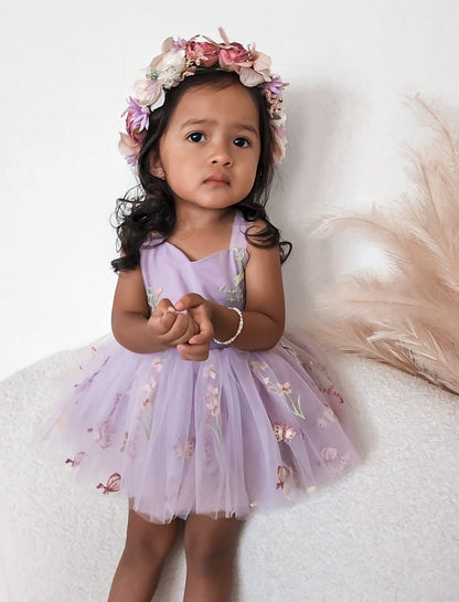 Sugar Plum Lavender Baby Girl Tulle Party Romper
