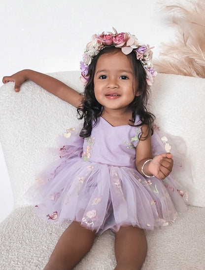 Sugar Plum Lavender Baby Girl Tulle Party Romper