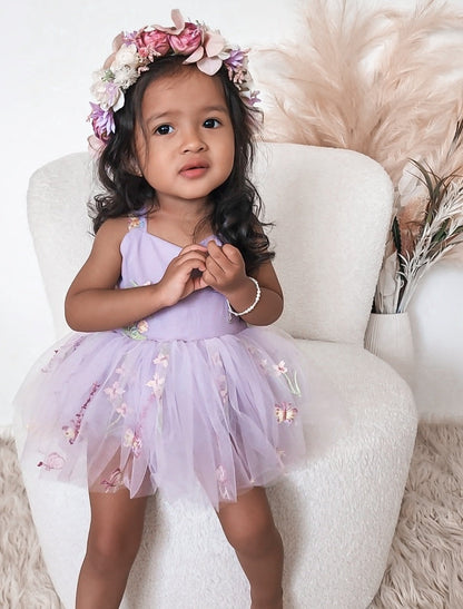 Sugar Plum Lavender Baby Girl Tulle Party Romper
