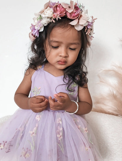 Sugar Plum Lavender Baby Girl Tulle Party Romper