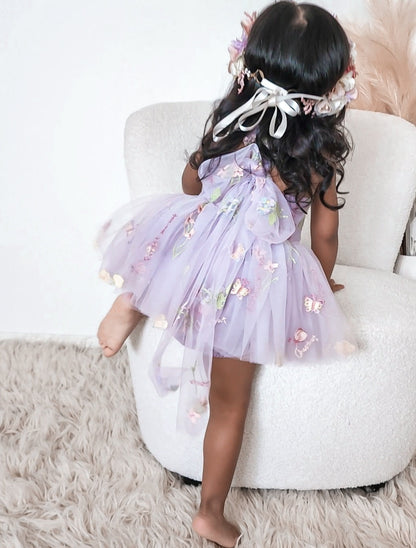 Sugar Plum Lavender Baby Girl Tulle Party Romper