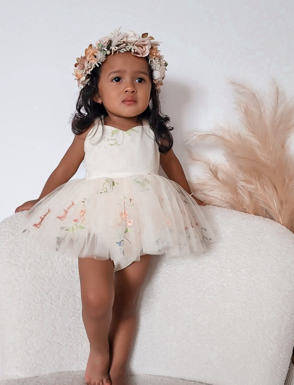 Sugar Plum Lemon Baby Girl Tulle Party Romper
