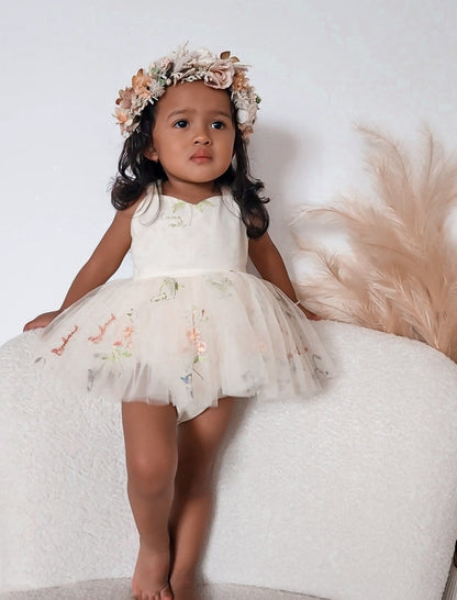 Sugar Plum Lemon Baby Girl Tulle Party Romper