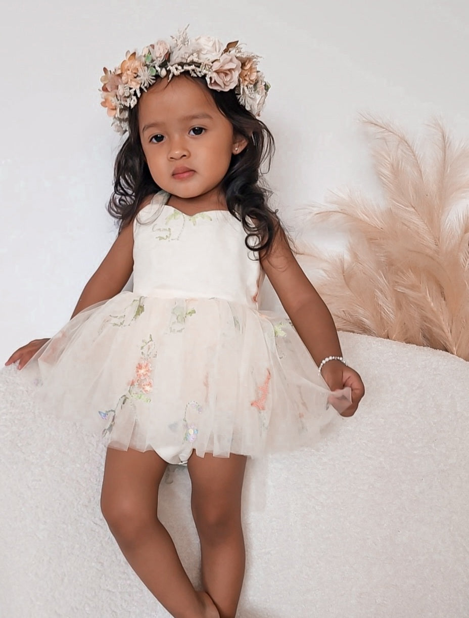 Sugar Plum Lemon Baby Girl Tulle Party Romper