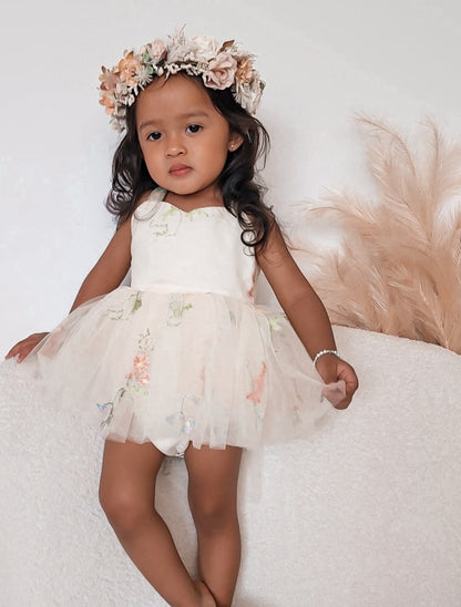 Sugar Plum Lemon Baby Girl Tulle Party Romper