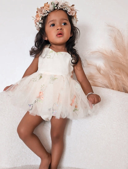 Sugar Plum Lemon Baby Girl Tulle Party Romper