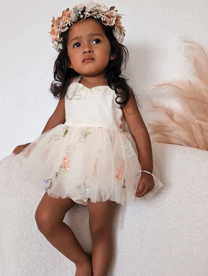 Sugar Plum Lemon Baby Girl Tulle Party Romper