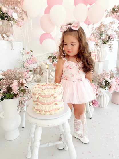 Mirabelle Flower Candy Pink Baby Girl Floral Tulle Party Romper