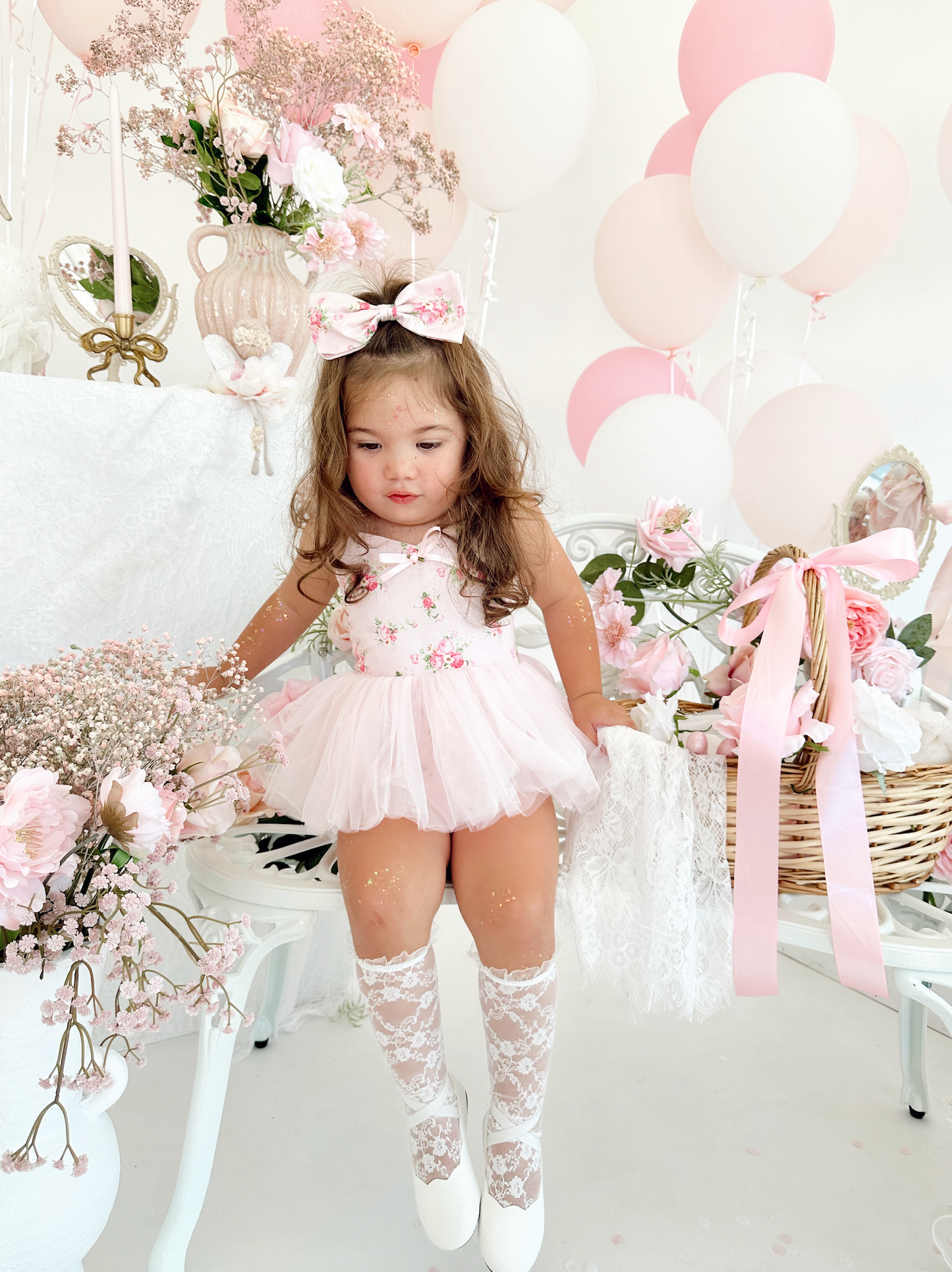 Mirabelle Flower Candy Pink Baby Girl Floral Tulle Party Romper