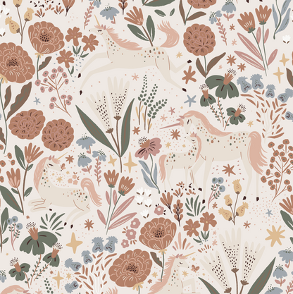 Unicorn Meadow Wallpaper, Cream
