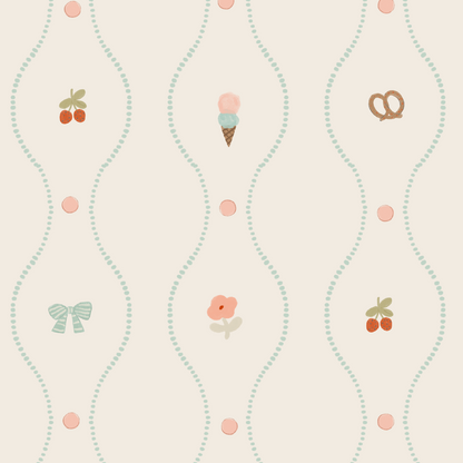 Little Patisserie Stripe Wallpaper