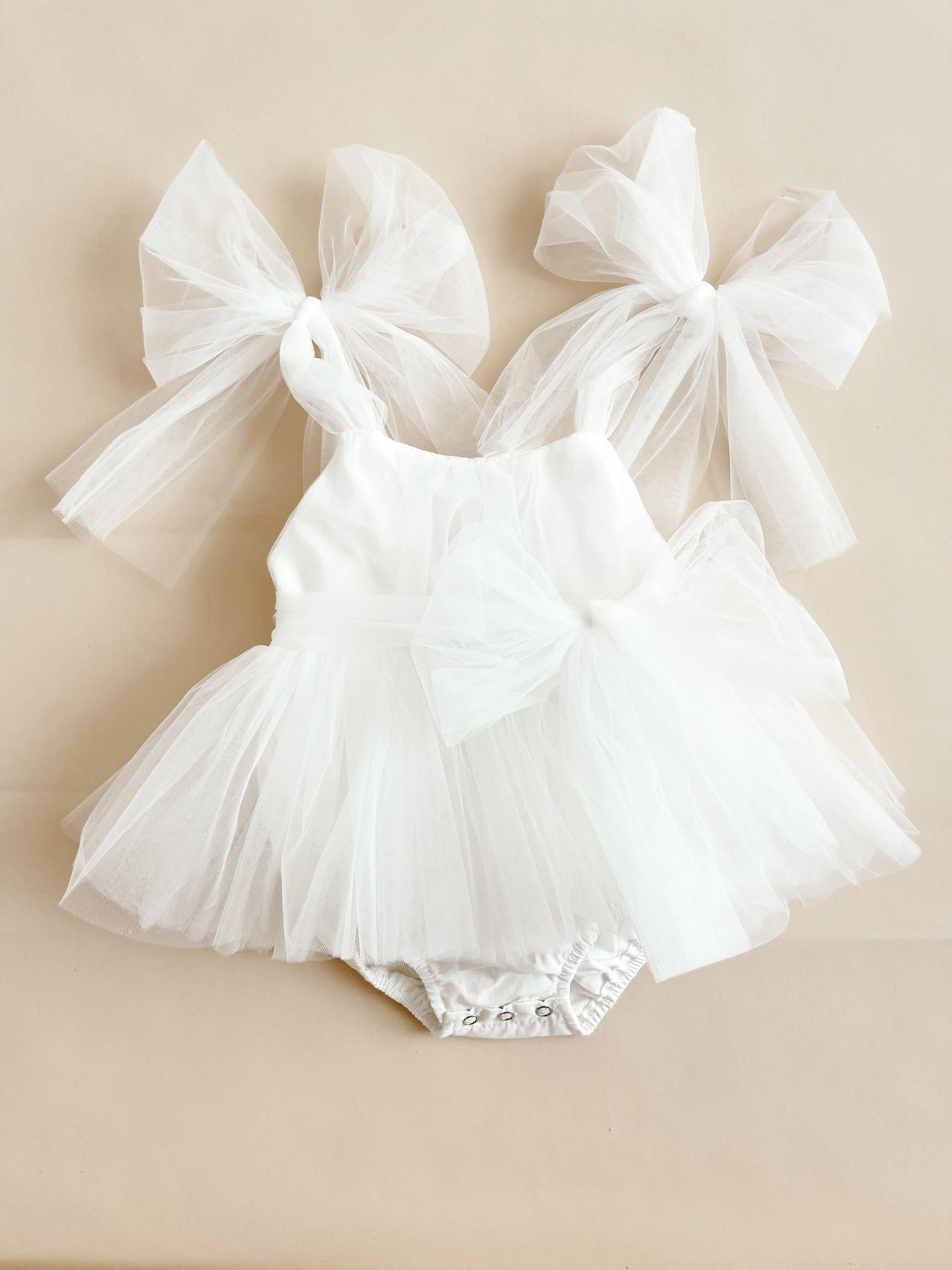 White English Rose Baby Girl Tulle Romper