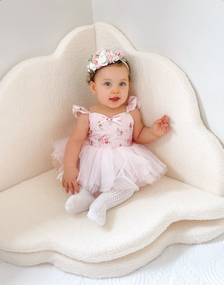 Mirabelle Flower Candy Pink Baby Girl Floral Tulle Party Romper