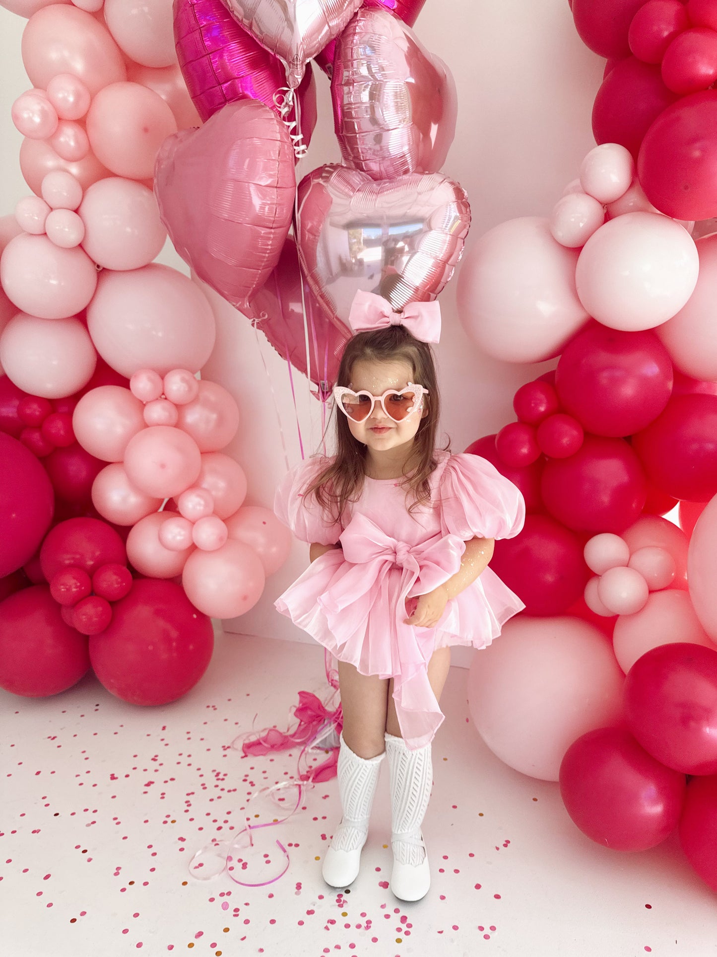 Dolly Candy Pink Organza Baby Girl Party Romper