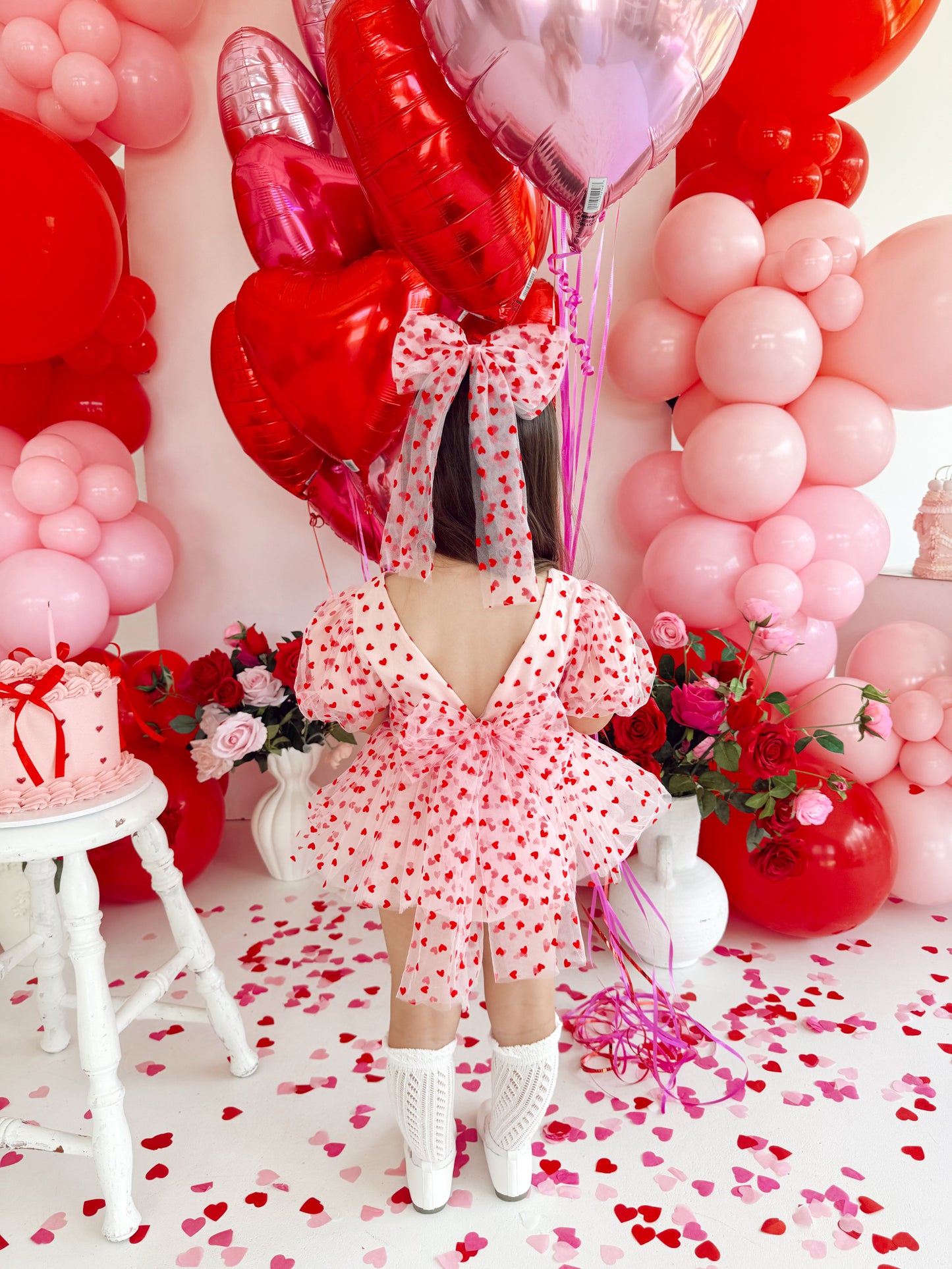 Lover Pink Heart Baby Girl Tulle Party Romper