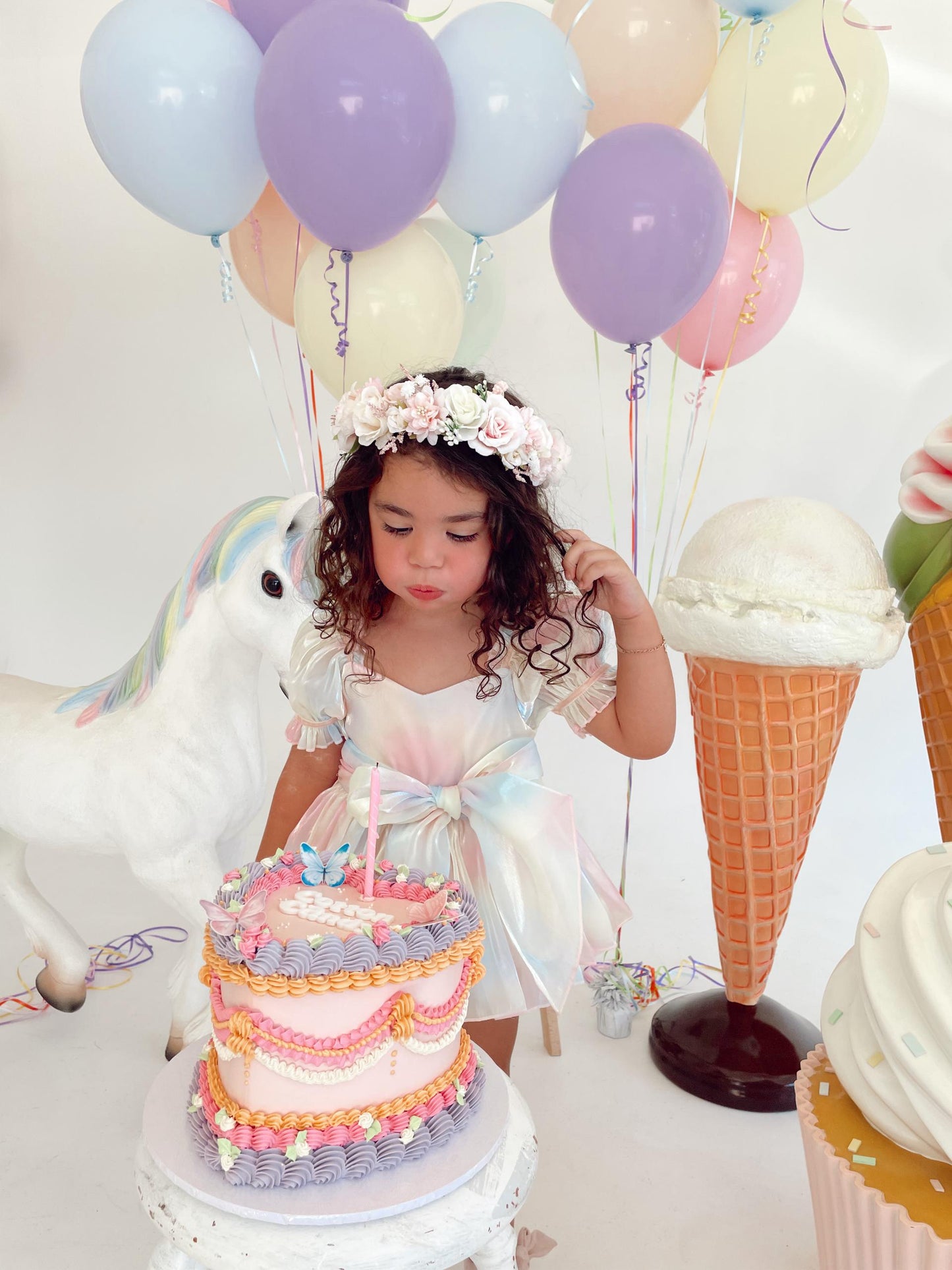 Sherbet Fairy Pastel Rainbow Organza Baby Girl Party Romper