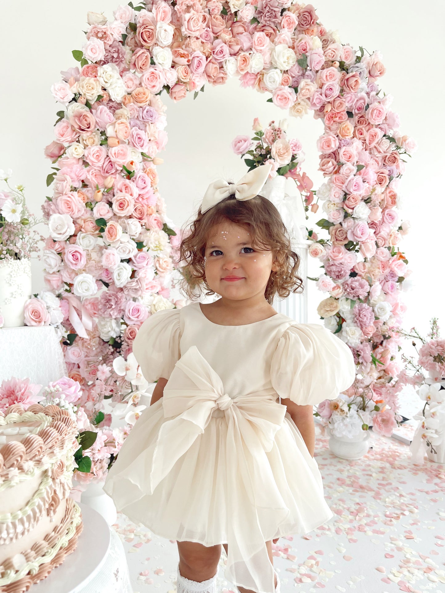 Clementine Matte Cream Organza Baby Girl Romper