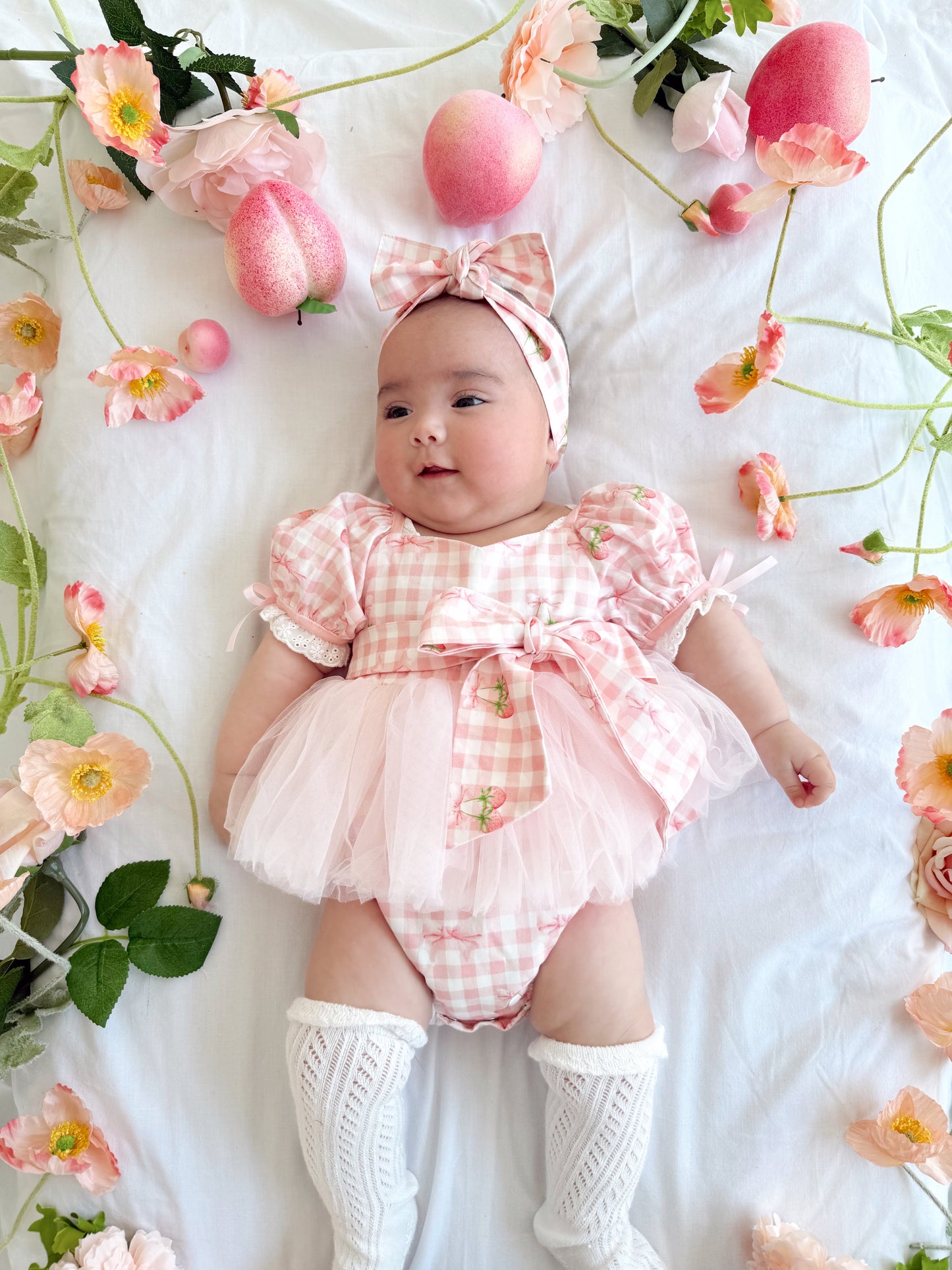 Berry Bliss Pink Gingham Baby Girl Tulle Party Romper