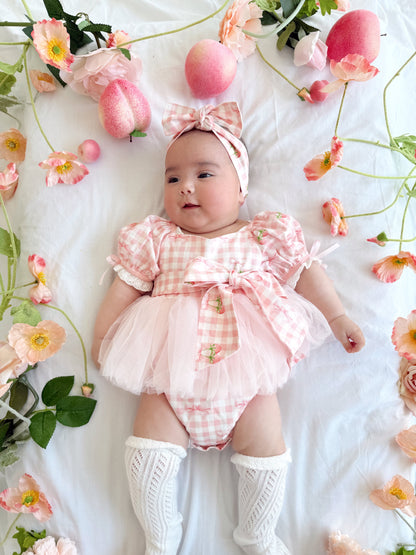 Berry Bliss Pink Gingham Baby Girl Tulle Party Romper