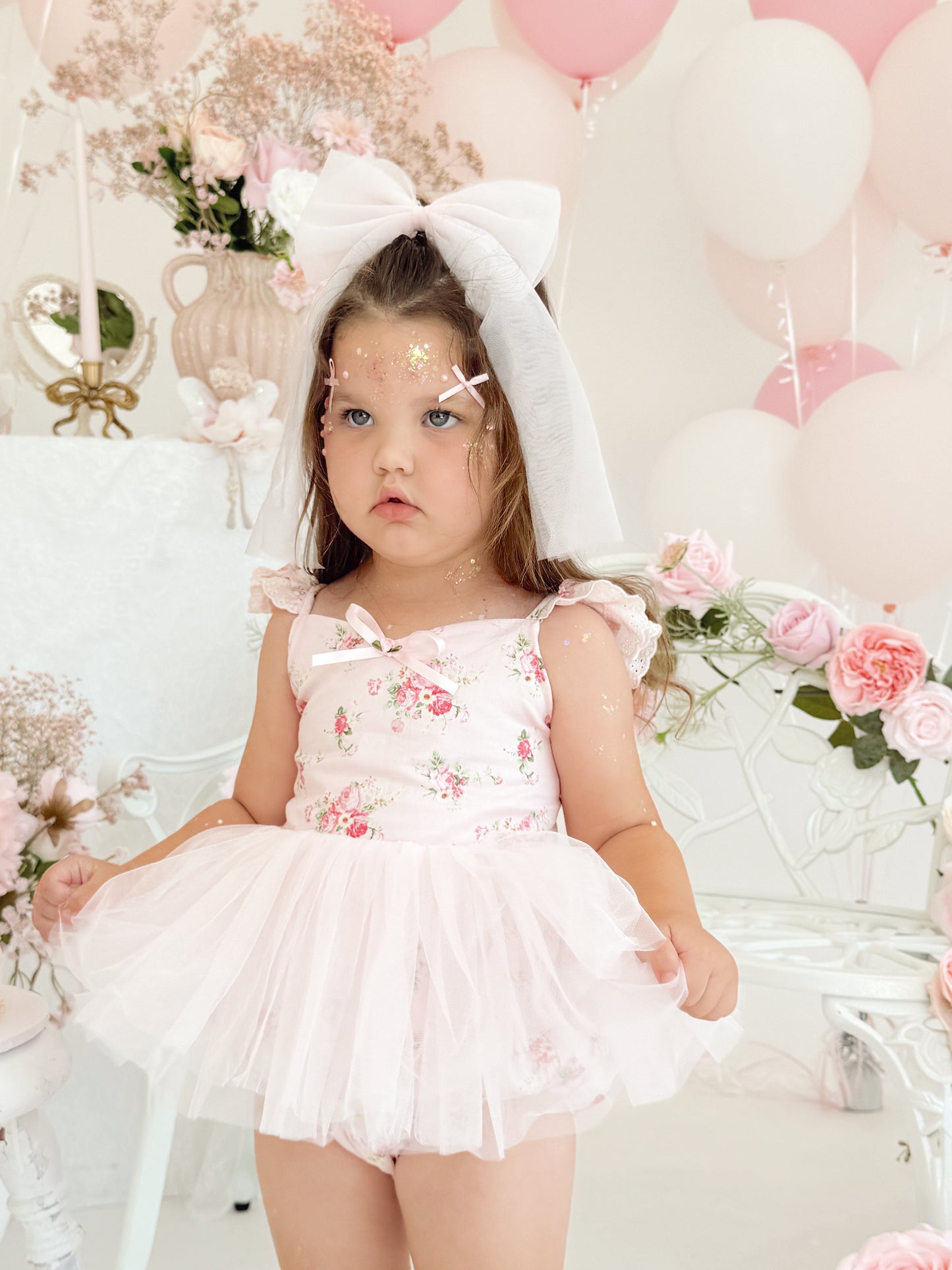 Mirabelle Flower Candy Pink Baby Girl Floral Tulle Party Romper