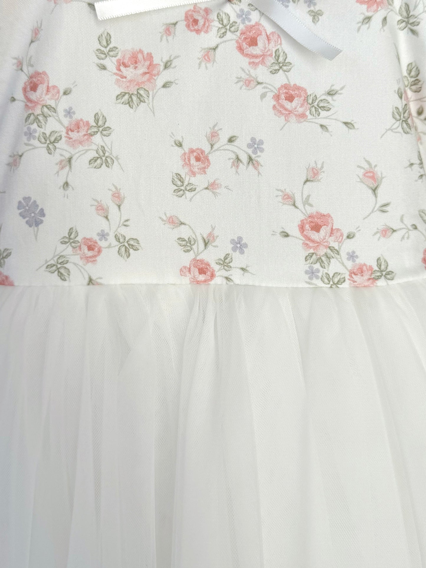 Cottage Fairy Baby Girl Floral White Tulle Party Romper