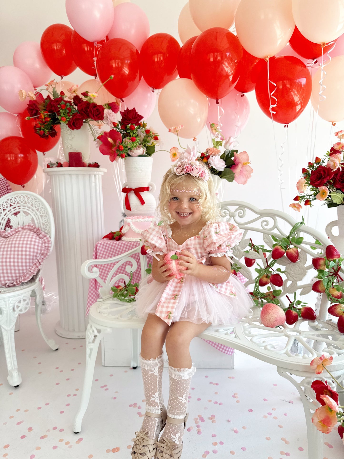 Berry Bliss Pink Gingham Baby Girl Tulle Party Romper