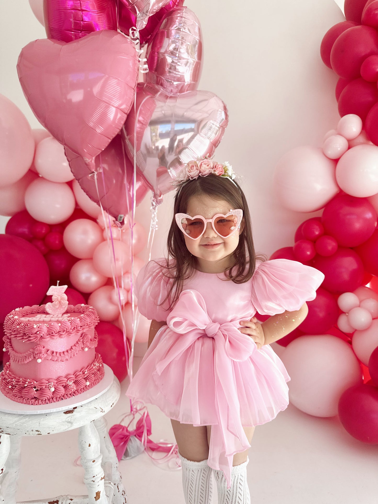Dolly Candy Pink Organza Baby Girl Party Romper