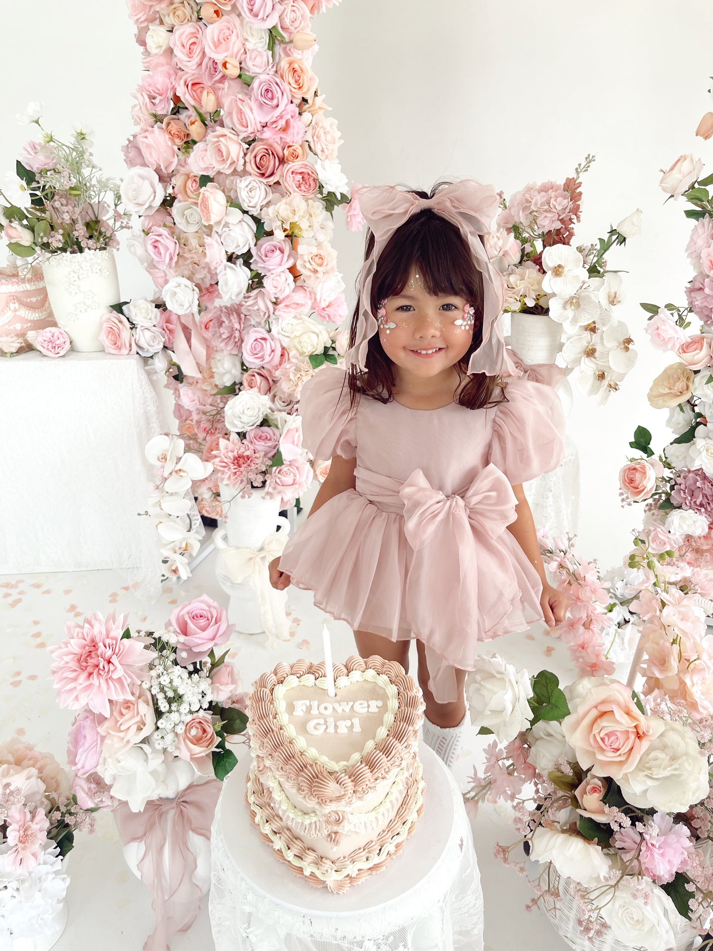 Clementine Matte Blush Rose Pink Organza Baby Girl Romper