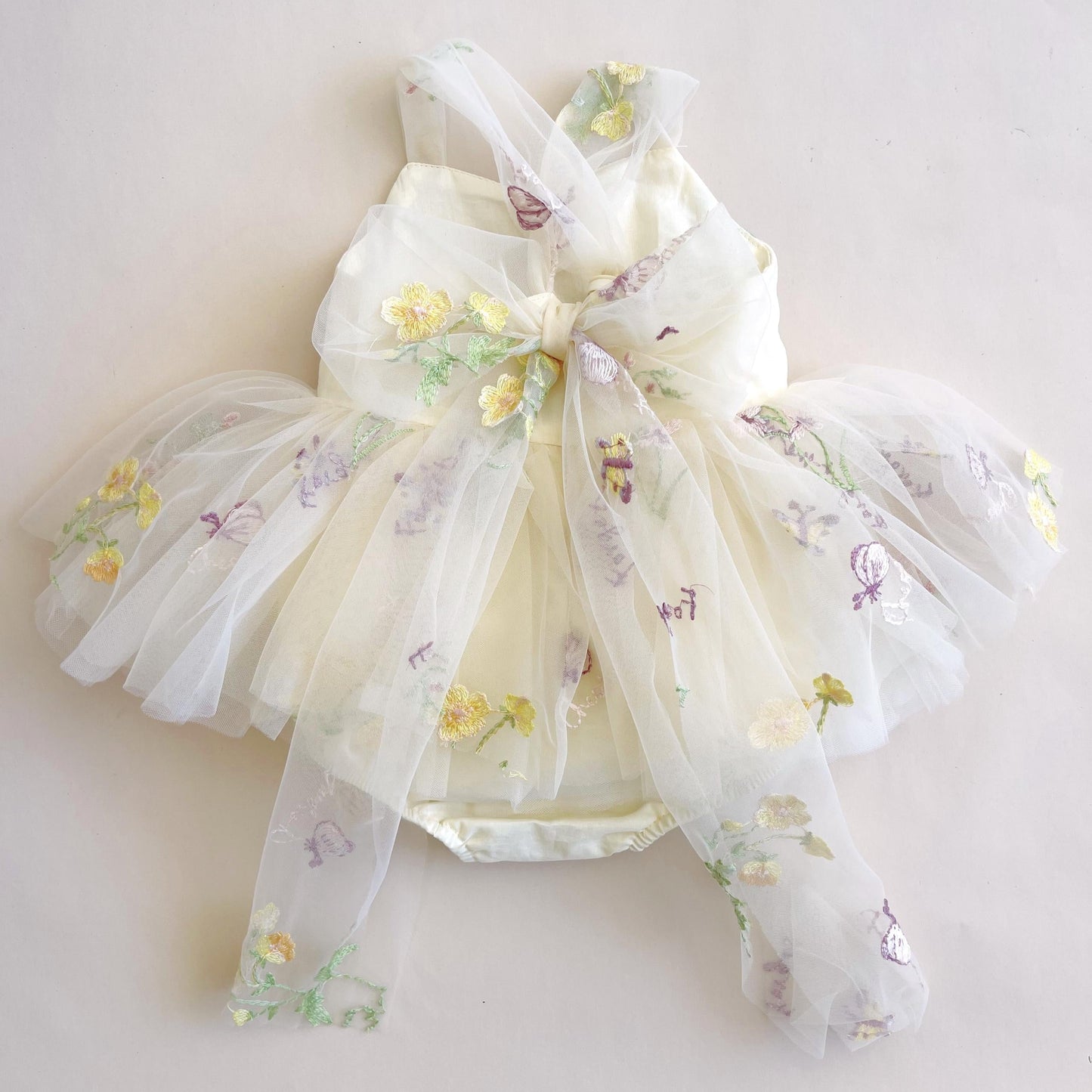 Sugar Plum Lemon Baby Girl Tulle Party Romper