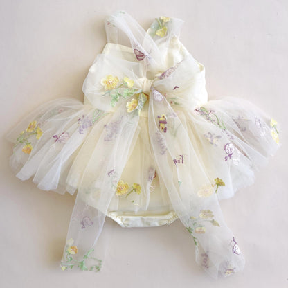 Sugar Plum Lemon Baby Girl Tulle Party Romper