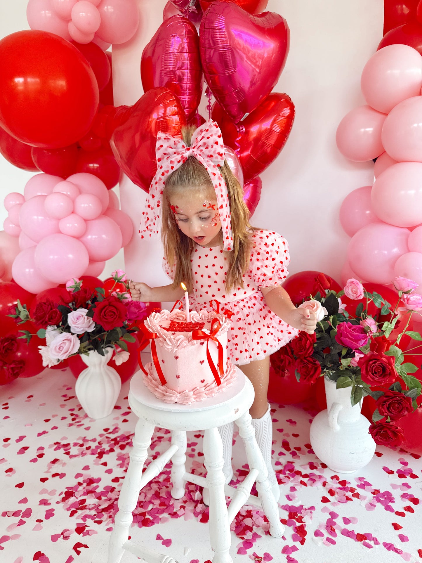 Lover Pink Heart Baby Girl Tulle Party Romper