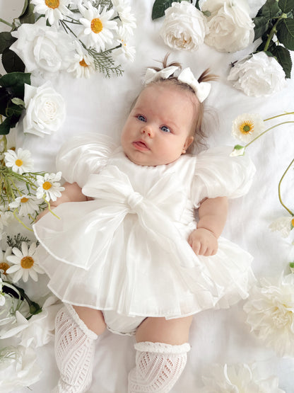 Dolly White Organza Baby Girl Party Romper