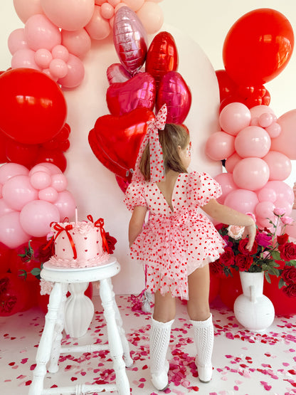 Lover Pink Heart Baby Girl Tulle Party Romper