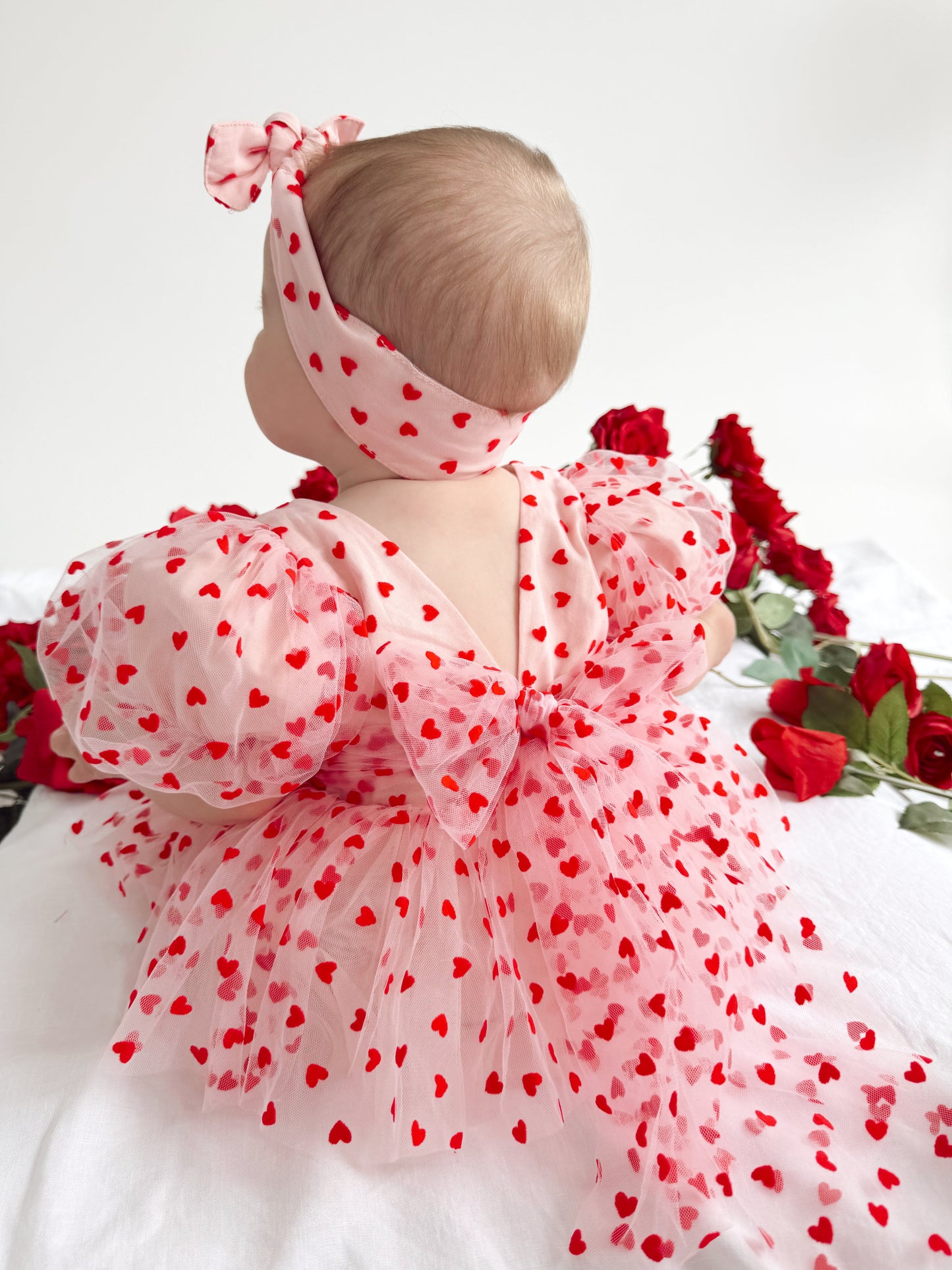 Lover Pink Heart Baby Girl Tulle Party Romper