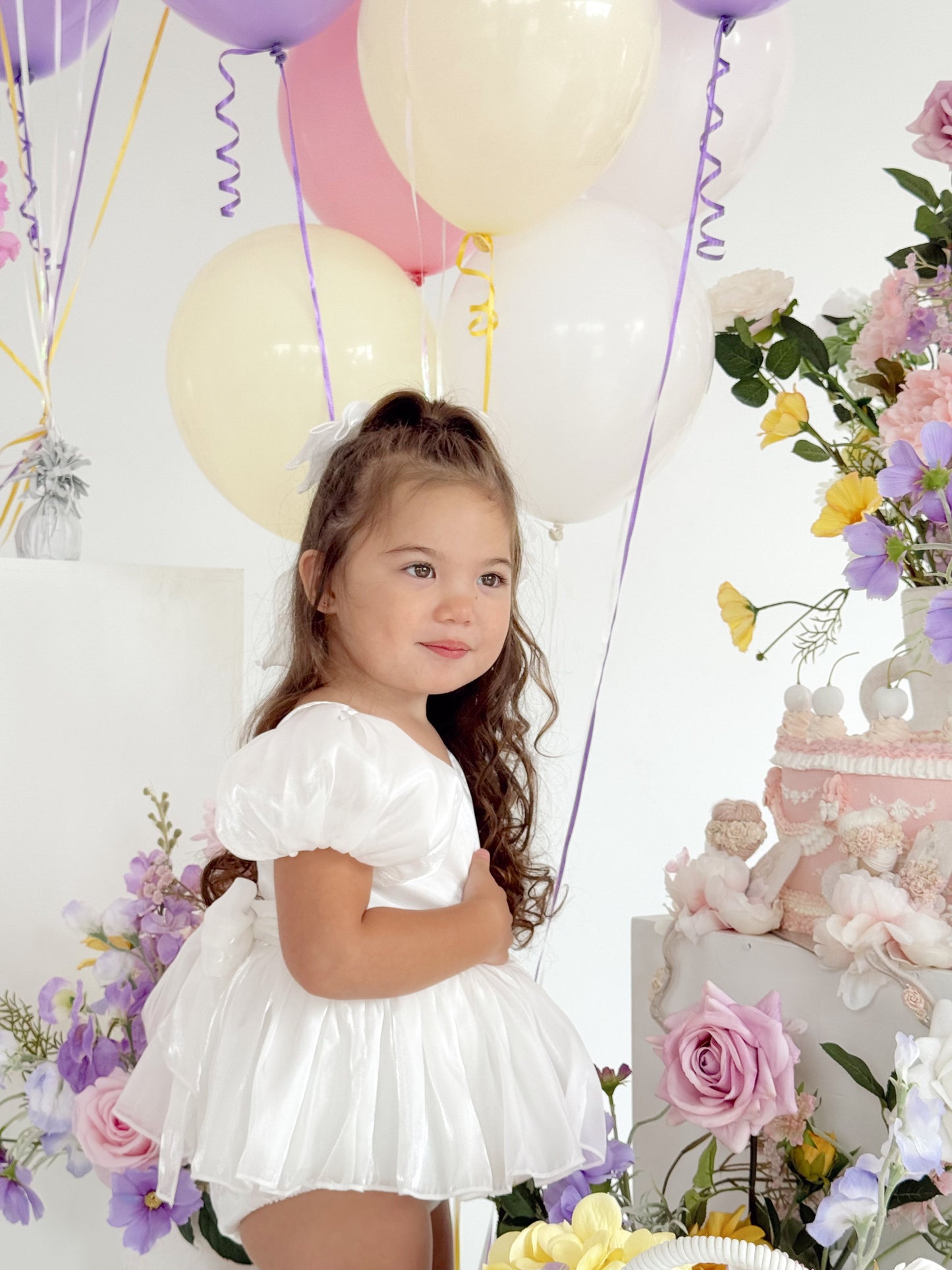 Dolly White Organza Baby Girl Party Romper