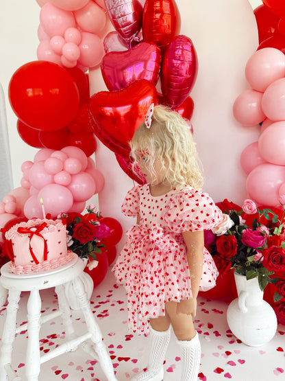 Lover Pink Heart Baby Girl Tulle Party Romper