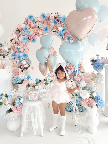 Peony Bloom Petal Pink Embroidered Baby Girl Tulle Party Romper