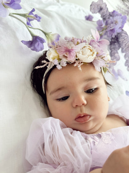 Butterfly Kisses Lilac Pink Rose Embroidered Baby Girl Tulle Party Romper