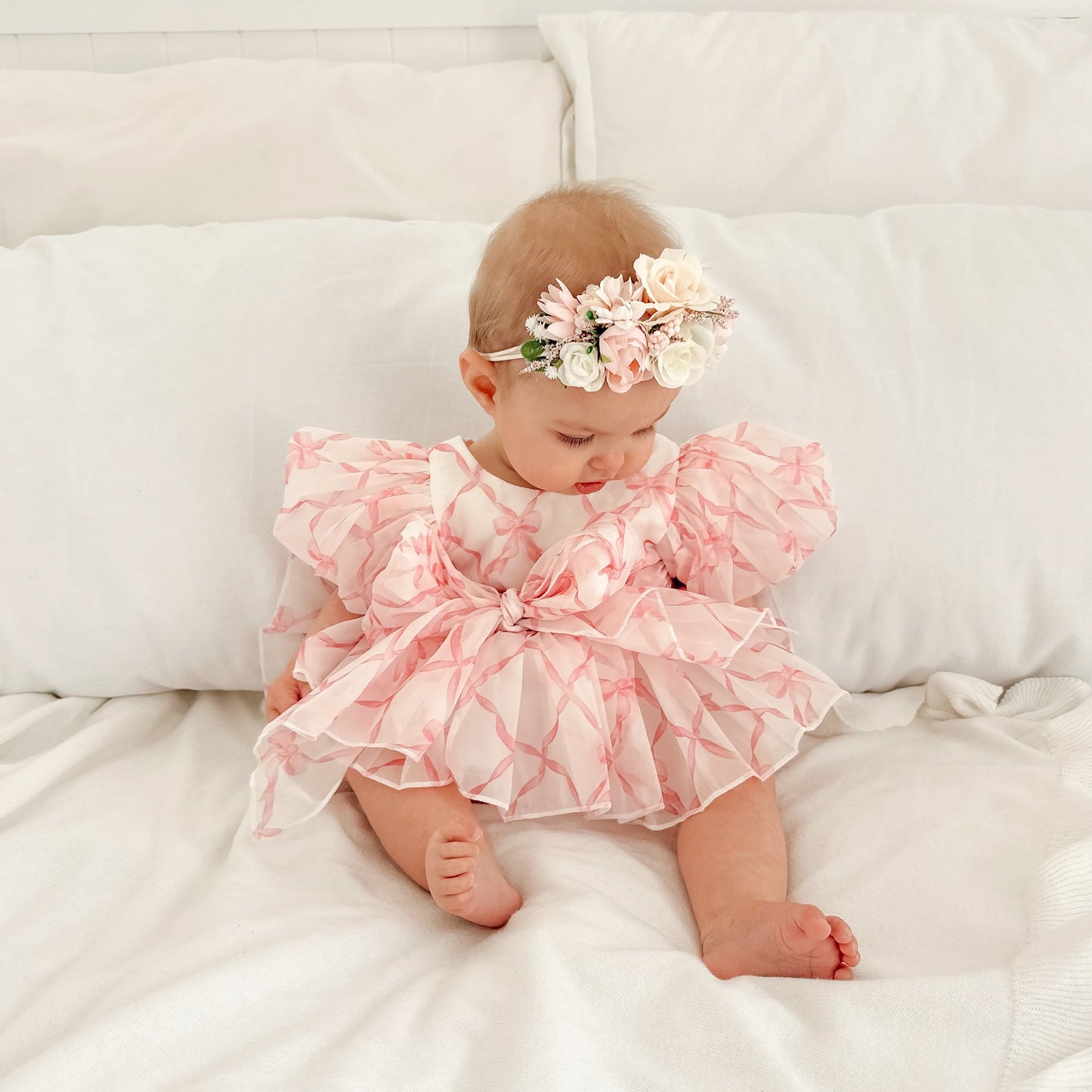Pretty In Pink Organza Baby Girl Party Romper