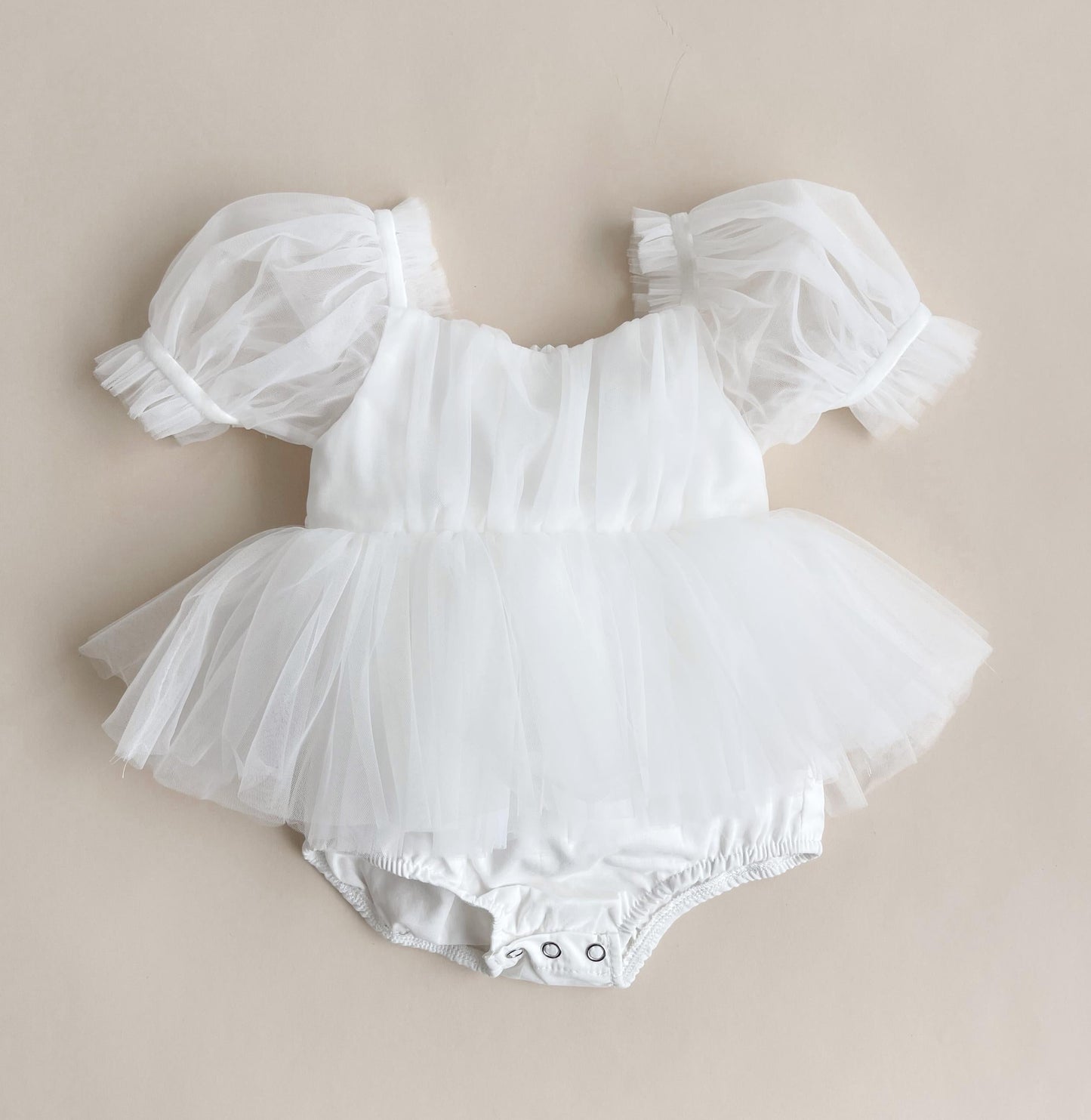 White Flower Fairy Baby Girl Tulle Romper
