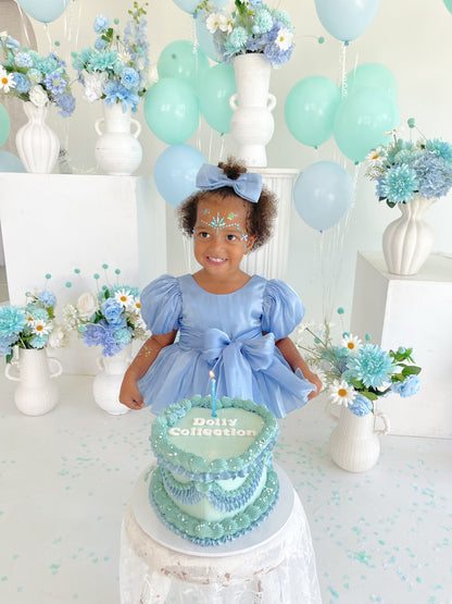 Dolly Dove Blue Organza Baby Girl Party Romper