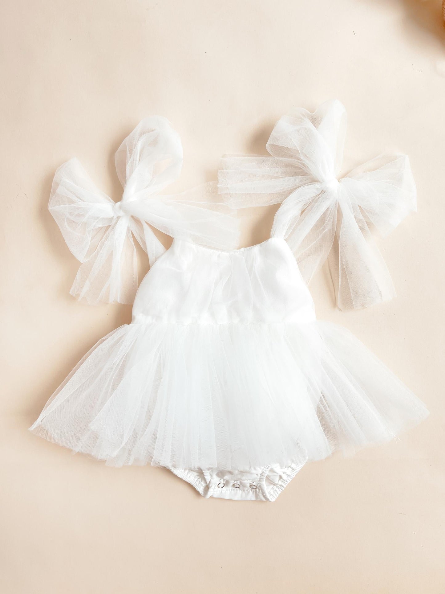 White English Rose Baby Girl Tulle Romper