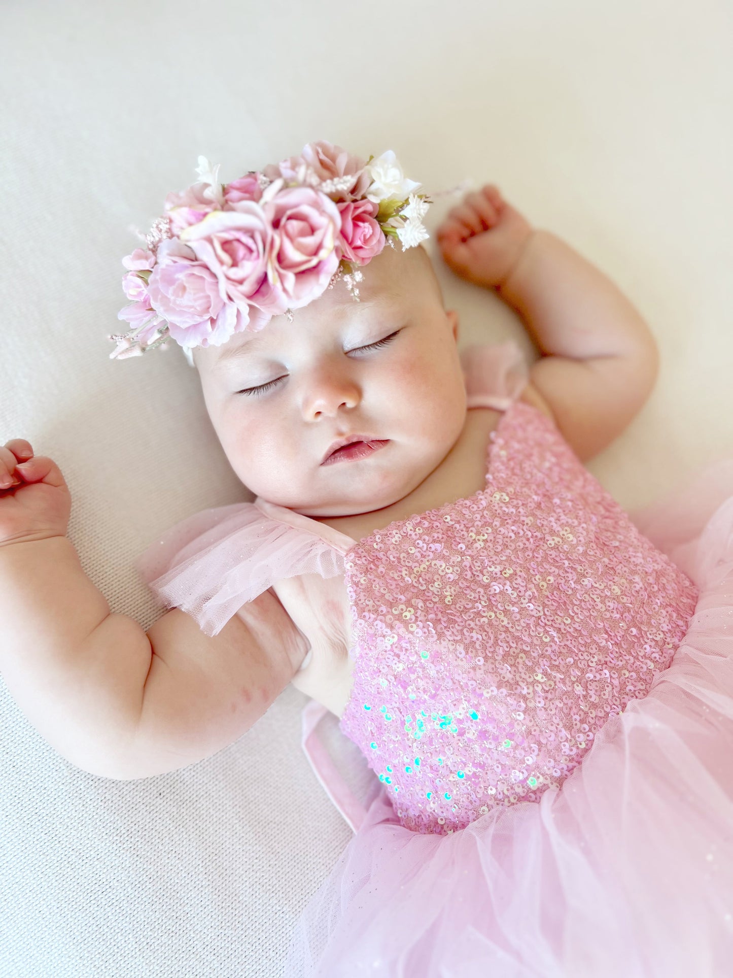 Polly Candy Pink Sequin Baby Girl Tulle Party Romper