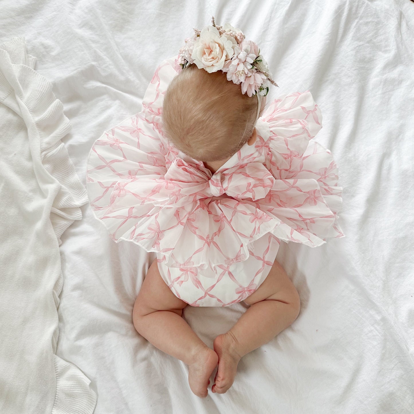 Pretty In Pink Organza Baby Girl Party Romper