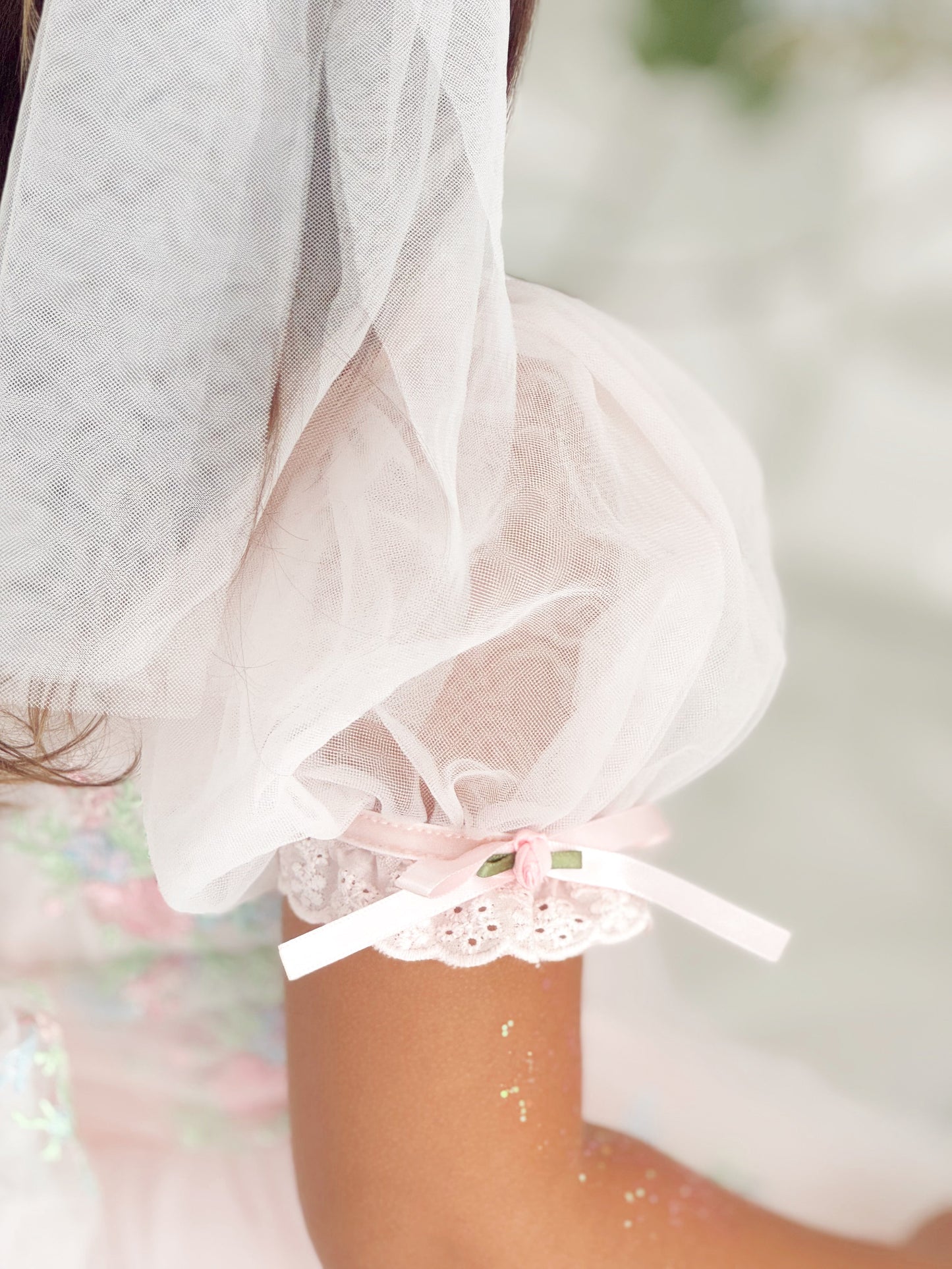 Peony Bloom Petal Pink Embroidered Baby Girl Tulle Party Romper